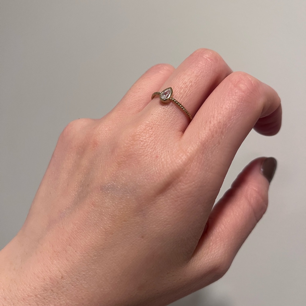 Nwt Diamonique Gold Teardrop Bezel Diamond Ring 39$